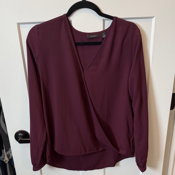 Halogen Tops - Halogen Deep Wine Wrap Blouse